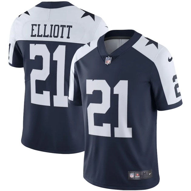 mens nike ezekiel elliott navy dallas cowboys alternate vapor limited jersey